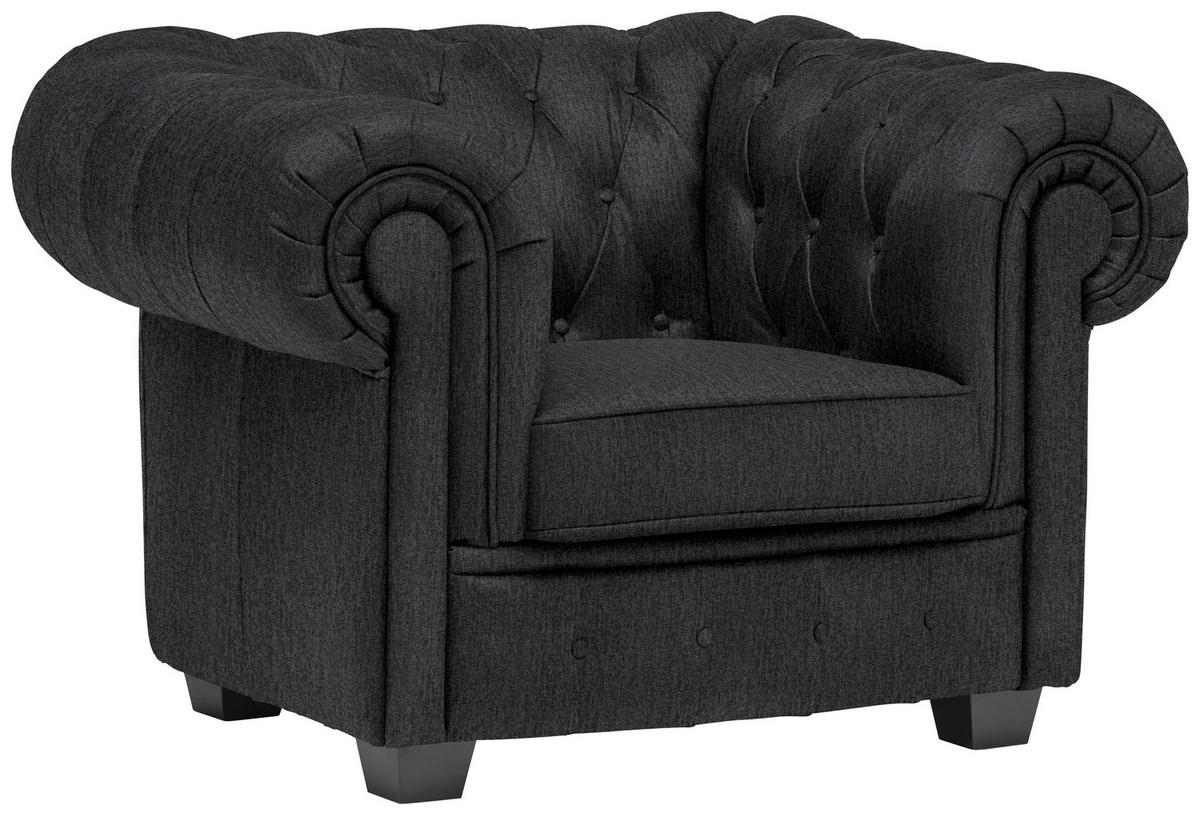 CHESTERFIELD-SESSEL - Wengefarben/Dunkelgrau, LIFESTYLE, Holz/Textil (115/76,5/96cm) - Landscape