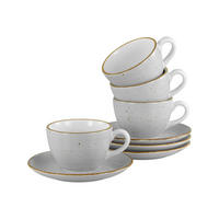 KAFFEETASSE MIT UNTERTASSE Vintage Nature  - Hellgrau/Weiß, Basics, Keramik - Creatable
