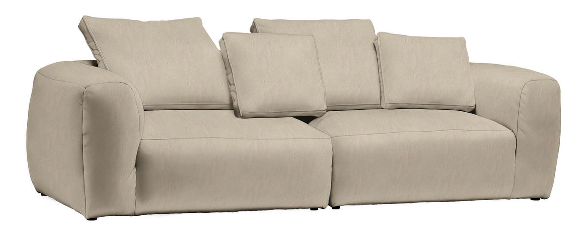 BIGSOFA Samt Taupe  - Taupe/Schwarz, MODERN, Kunststoff/Textil (260/70/122cm) - Carryhome