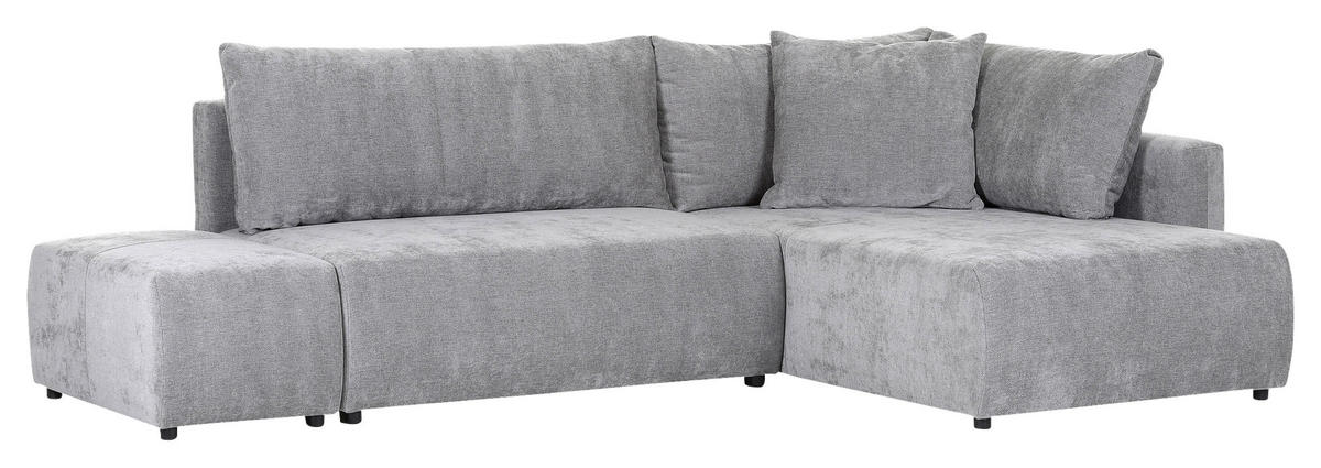 ECKSOFA in Flachgewebe Grau  - Schwarz/Grau, Konventionell, Kunststoff/Textil (295/200cm) - Carryhome
