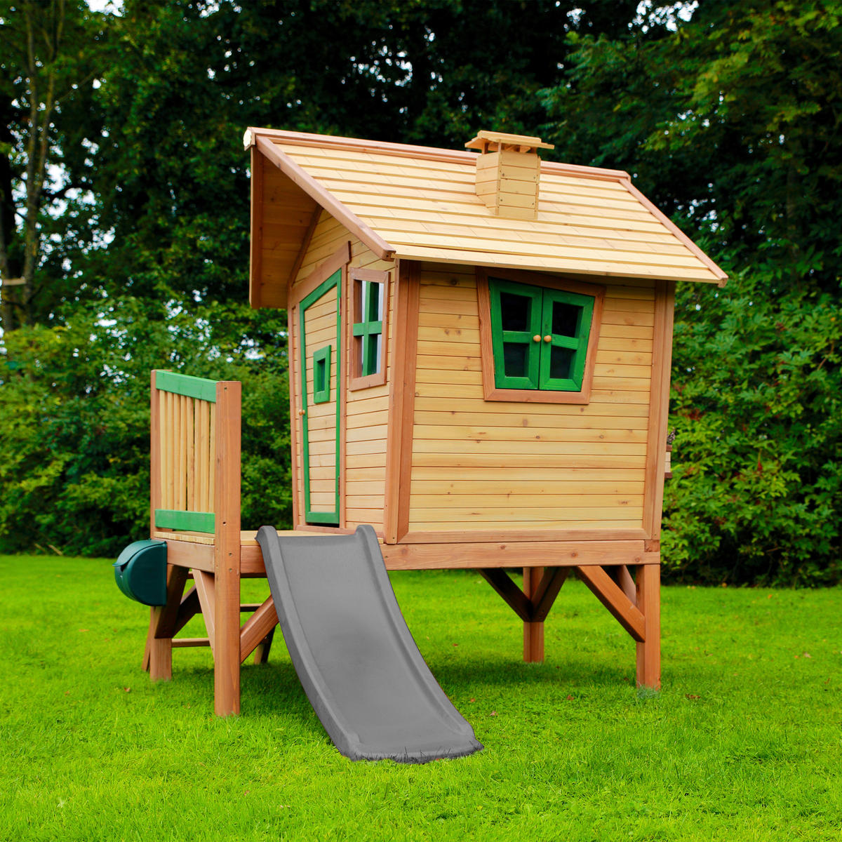 SPIELHAUS 264/203/177 cm  - Braun/Grau, KONVENTIONELL, Holz/Kunststoff (264/203/177cm) - Ambia Garden