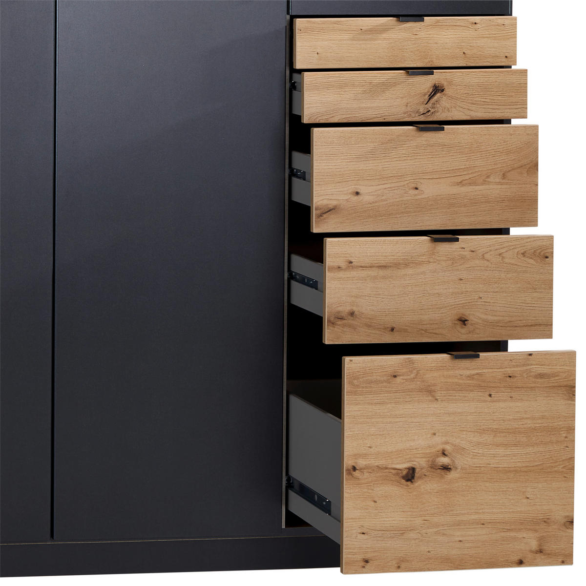DREHTÜRENSCHRANK 181/197/54 cm 4-türig Dunkelgrau, Eiche Artisan  - Dunkelgrau/Eichefarben, MODERN, Holzwerkstoff (181/197/54cm) - Rauch Möbel