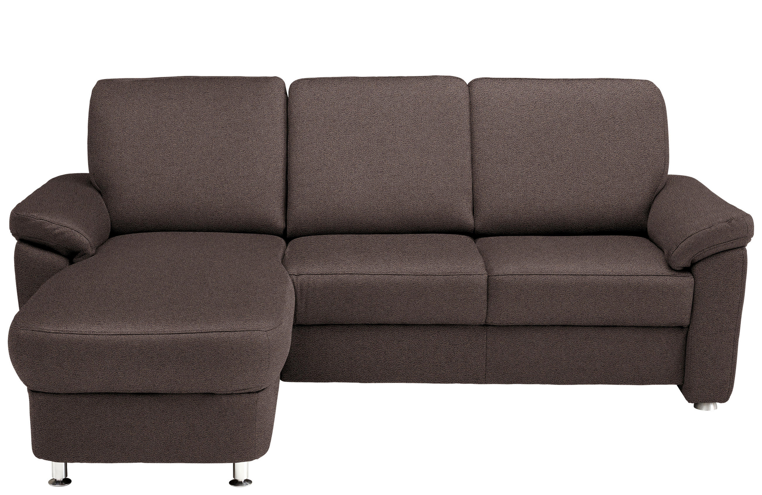 ECKSOFA in Flachgewebe Dunkelbraun  - Chromfarben/Dunkelbraun, Konventionell, Textil/Metall (163/220cm) - Beldomo System