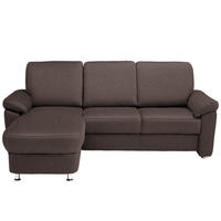 ECKSOFA in Flachgewebe Dunkelbraun  - Chromfarben/Dunkelbraun, Konventionell, Textil/Metall (163/220cm) - Beldomo System