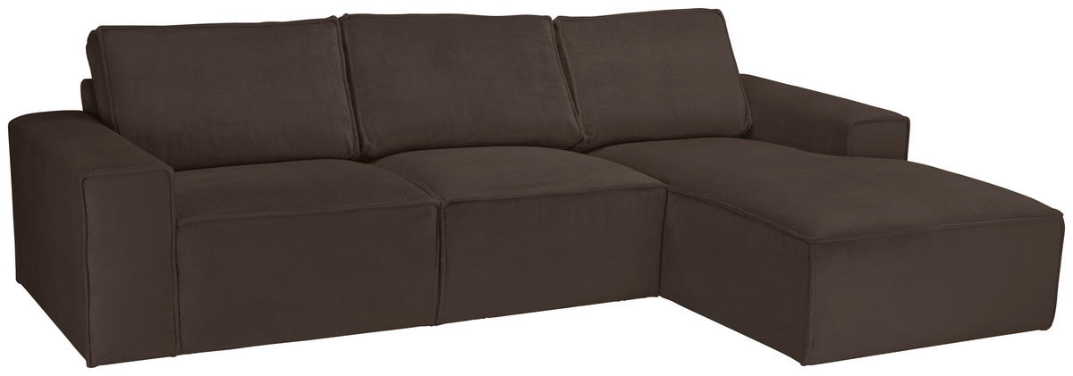 ECKSOFA Braun Chenille  - Schwarz/Braun, KONVENTIONELL, Kunststoff/Textil (272/168cm) - Carryhome