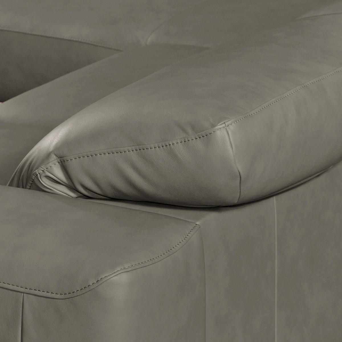 ECKSOFA Grau Echtleder Rücken echt, Kopfteilverstellung  - Chromfarben/Grau, Design, Leder/Metall (187/295cm) - Livetastic