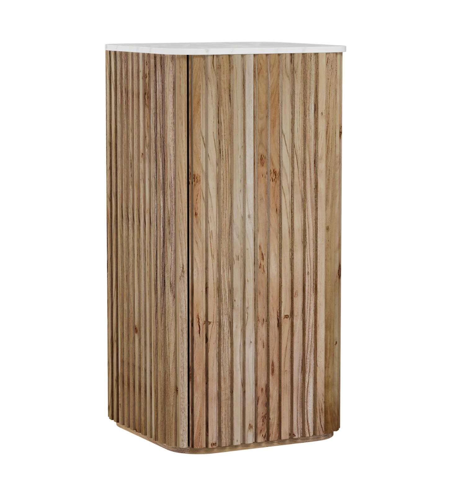 BAR in Weiss, Akaziefarben  - Weiss/Akaziefarben, Modern, Holz/Stein (50/105/50cm) - Livetastic