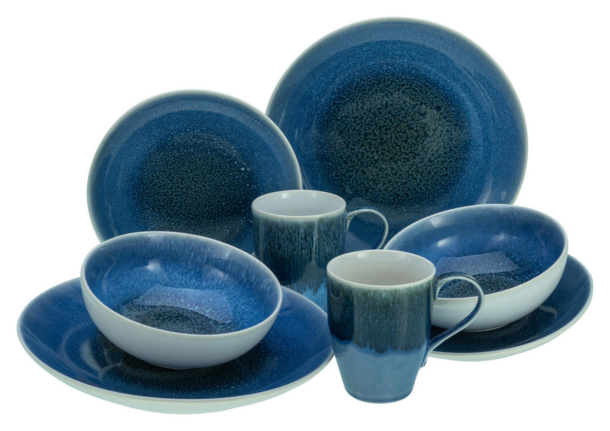 KOMBISERVICE CALDERA BLAU 8-teilig  - Blau, Basics, Keramik - Creatable