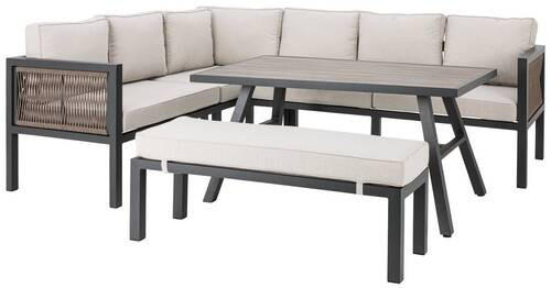 LOUNGEGARNITUR 195/242 cm Aluminium  - Beige/Anthrazit, Design, Kunststoff/Textil (195/242cm) - Amatio