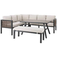 LOUNGEGARNITUR 195/242 cm Aluminium  - Beige/Anthrazit, Design, Kunststoff/Textil (195/242cm) - Amatio