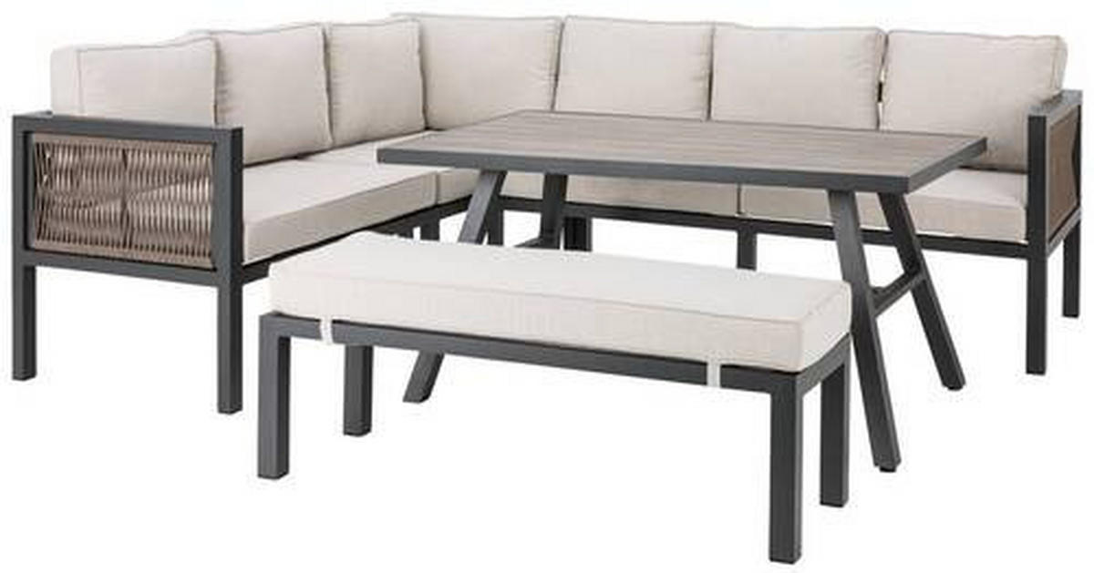 LOUNGEGARNITUR 195/242 cm Aluminium  - Beige/Anthrazit, Design, Kunststoff/Textil (195/242cm) - Amatio