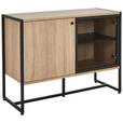 SIDEBOARD 100/75/41 cm  - Schwarz/Sonoma Eiche, MODERN, Holzwerkstoff/Metall (100/75/41cm) - Novel