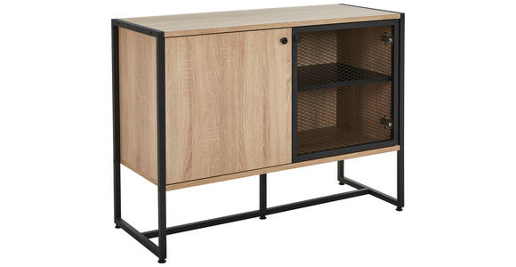 SIDEBOARD 100/75/41 cm  - Schwarz/Sonoma Eiche, MODERN, Holzwerkstoff/Metall (100/75/41cm) - Novel