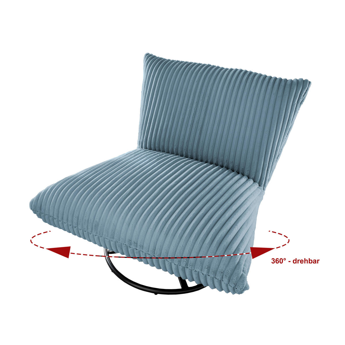 RELAXSESSEL in Textil Hellblau  - Schwarz/Hellblau, Design, Textil/Metall (100/78/96cm) - Livetastic