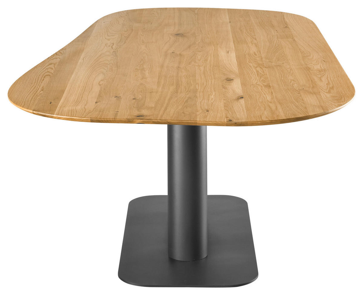 ESSTISCH Wildeiche massiv Freiform Eichefarben, Schwarz  - Eichefarben/Schwarz, Design, Holz/Metall (220/120/76cm) - Musterring