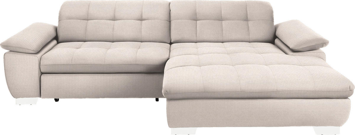 ECKSOFA Mikrofaser Ecru  - Chromfarben/Ecru, Design, Textil/Metall (265/180cm) - Carryhome