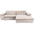 ECKSOFA  in Mikrofaser Ecru Rücken echt, Kopfteilverstellung  265/180 cm  - Chromfarben/Ecru, Design, Textil/Metall (265/180cm) - Carryhome