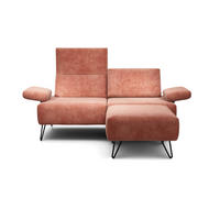 2-SITZER-SOFA in Samt Rosa  - Schwarz/Rosa, Design, Textil/Metall (164-194/85/86-94cm) - SENSOO