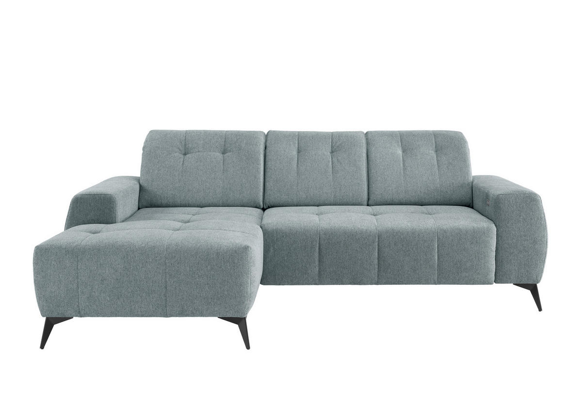 ECKSOFA in Chenille Mintgrün  - Schwarz/Mintgrün, Modern, Textil/Metall (180/258cm) - Livetastic
