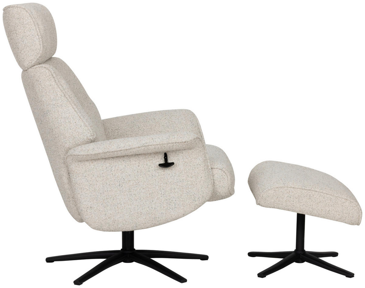 RELAXSESSELSET Bouclé    - Creme/Schwarz, Design, Holz/Textil (77/108/81cm) - Livetastic