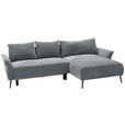 ECKSOFA Grau Chenille  - Schwarz/Grau, KONVENTIONELL, Textil/Metall (255/164cm) - Carryhome