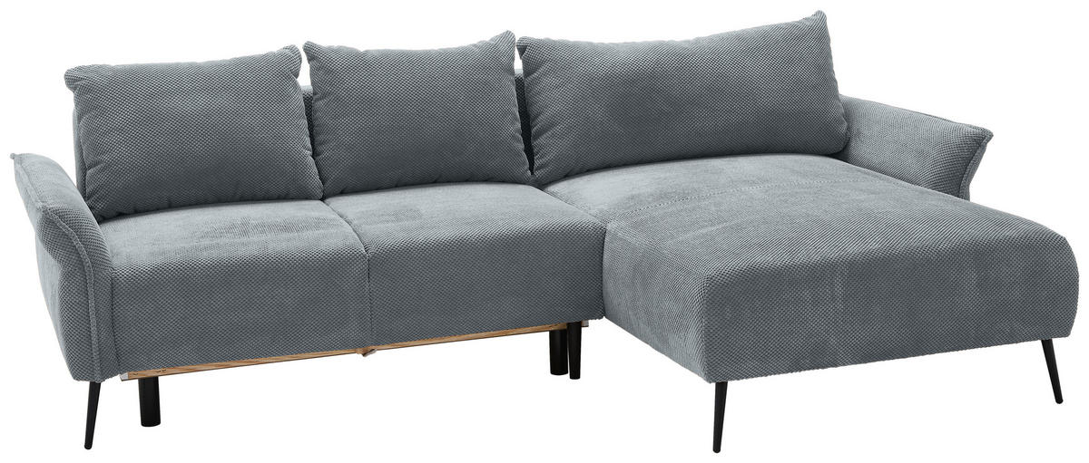 ECKSOFA in Chenille Grau  - Schwarz/Grau, Konventionell, Textil/Metall (255/164cm) - Carryhome