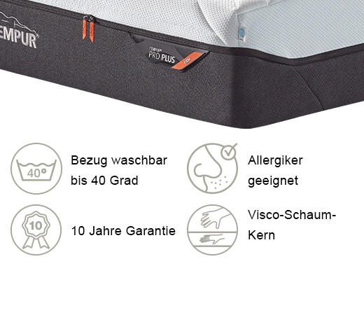 VISCOMATRATZE Pro Plus® Coolquilt 160/200 cm Höhe ca. 27 cm  - Anthrazit/Weiß, Basics, Textil (160/200cm) - Tempur