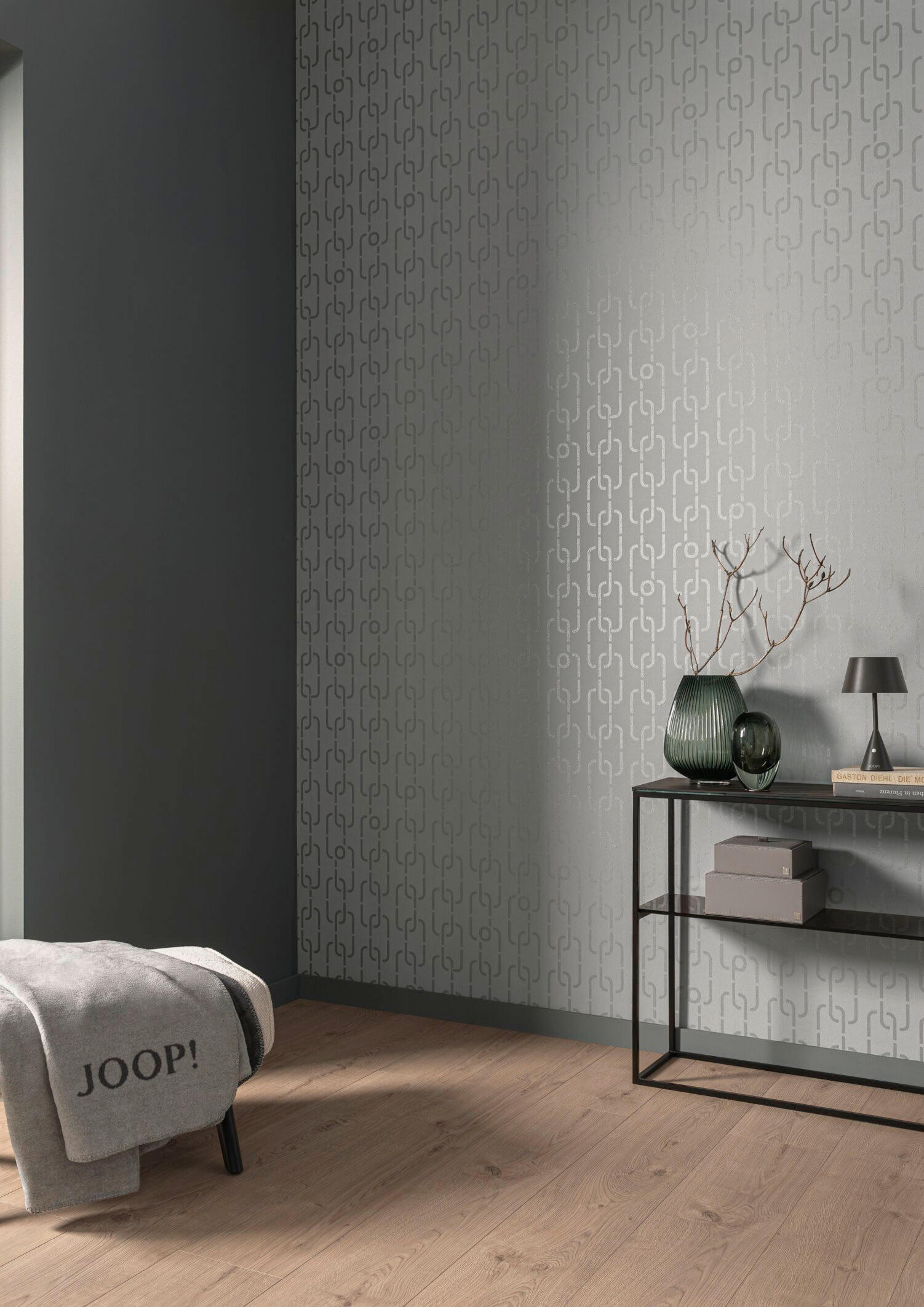 VLIESTAPETE 10.05 m J! CHAINS  - Hellgrau, Design, Textil (53/1005cm) - Joop!