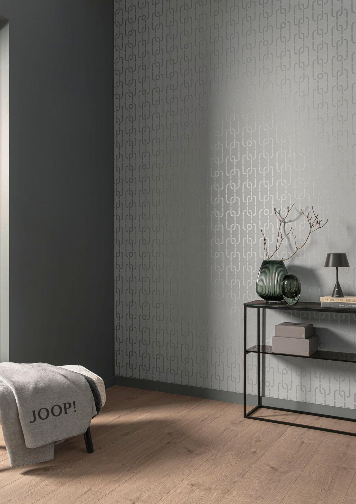 VLIESTAPETE 10.05 m J! CHAINS  - Hellgrau, Design, Textil (53/1005cm) - Joop!