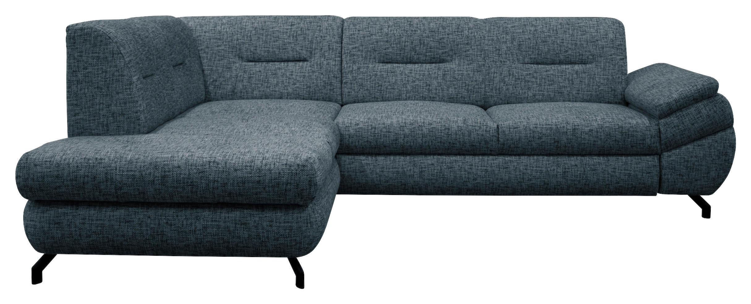 ECKSOFA Blau Struktur, Plüsch  - Blau/Schwarz, Design, Textil/Metall (201/274cm) - MID.YOU