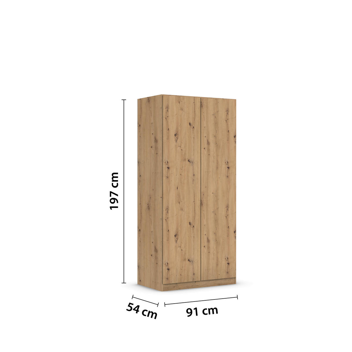 DREHTÜRENSCHRANK in Eiche Artisan  - Eiche Artisan, Modern, Holzwerkstoff (91/197/54cm) - Rauch Möbel