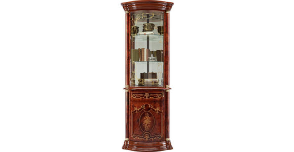 ECKVITRINE in Nussbaumfarben, Goldfarben - Goldfarben/Nussbaumfarben, LIFESTYLE, Glas/Holzwerkstoff (56/205/56cm) - Cantus