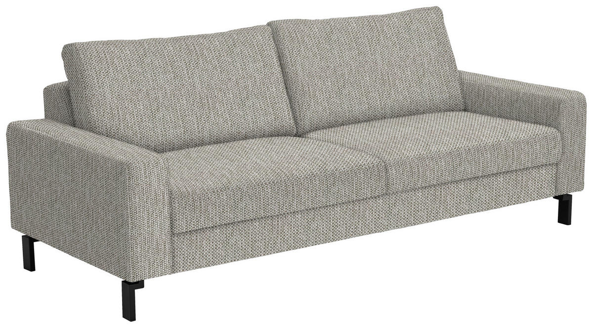 3-SITZER-SOFA in Flachgewebe Greige  - Greige/Schwarz, Design, Textil/Metall (218/86/97cm) - Hom`in