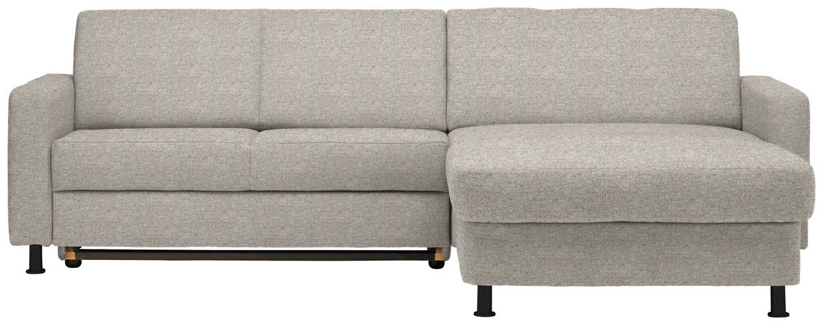 ECKSOFA in Webstoff Beige  - Beige/Schwarz, Design, Kunststoff/Textil (257/165cm) - Xora