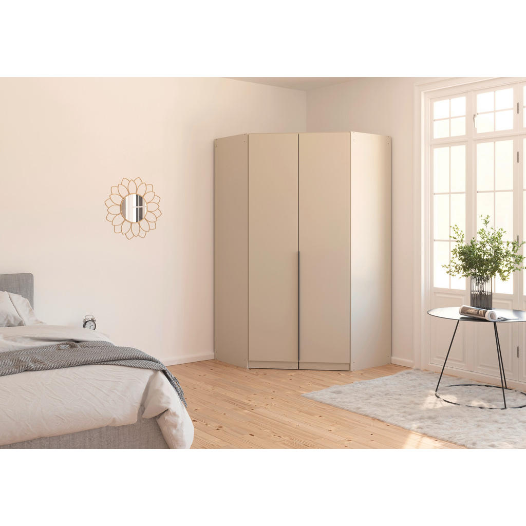 Thumbnail - Rauch Möbel Eckkleiderschrank Rauch Alabama, Champagner, Holzwerkstoff, 12 Fächer, 117x229x117 cm, Blauer Engel, Goldene...