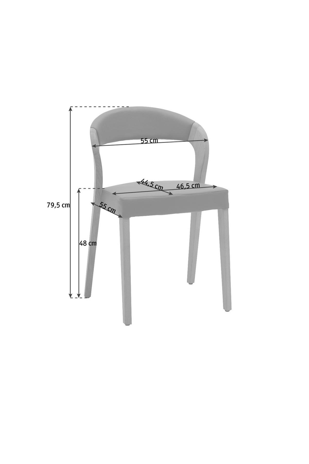STUHL Echtleder pigmentiert  - Eichefarben/Dunkelgrau, Natur, Leder/Holz (55/79,5/55cm) - Voglauer