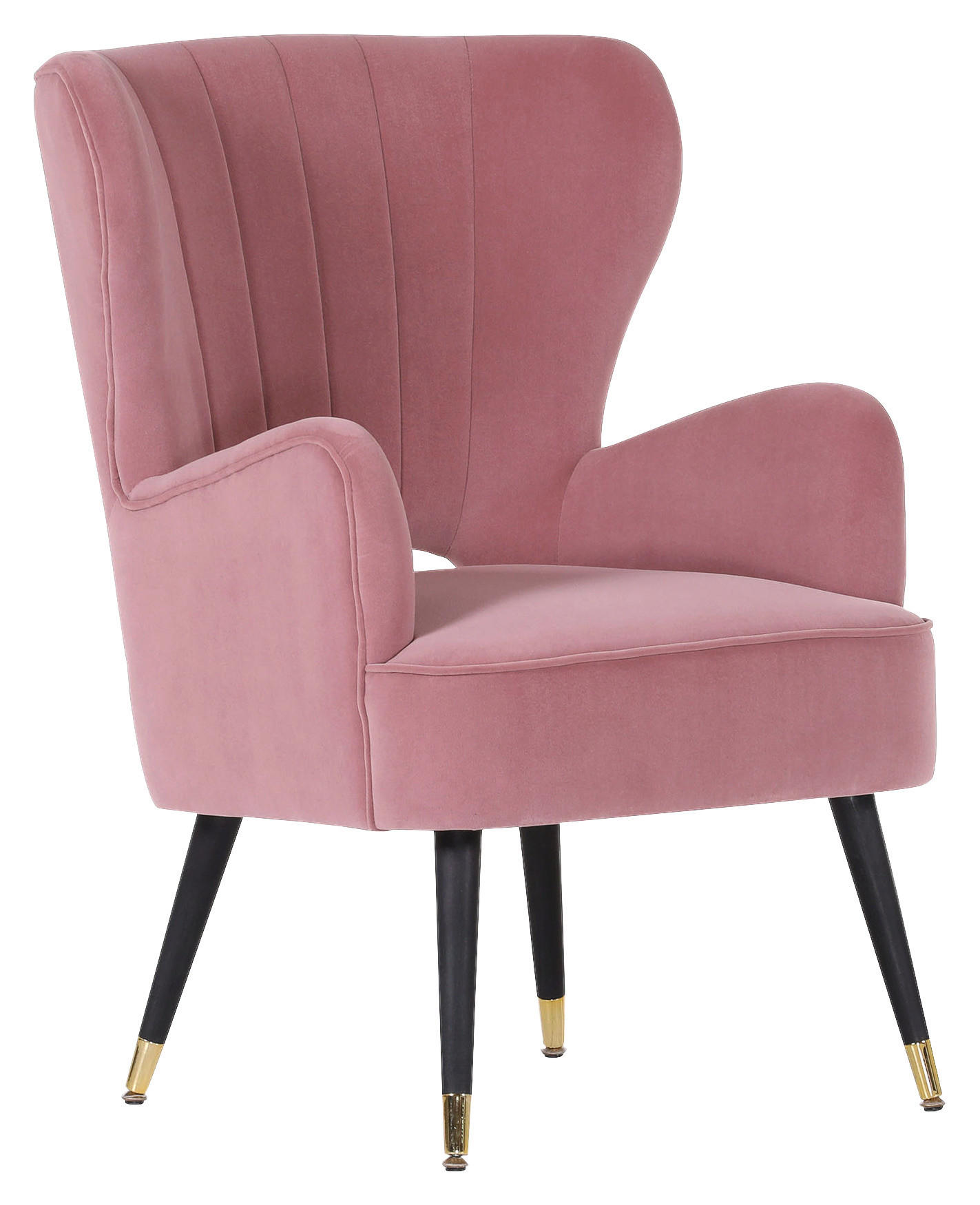 FÜLES FOTEL Textil Rózsaszín - Arany/Rózsaszín, Modern, Fa/Fém (67/73/91cm) - Carryhome