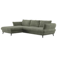 ECKSOFA  in Velours Grün  - Schwarz/Grün, Design, Textil/Metall (181/281cm) - Livetastic