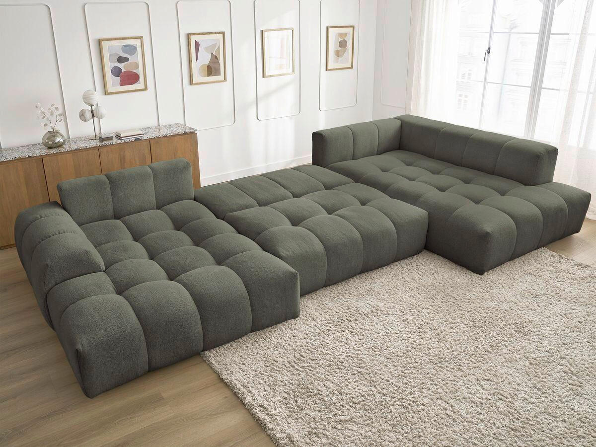 ECKSCHLAFSOFA EVEREST  mit Rücken echt, Armteil links, Armteil rechts Flachgewebe Grün  - Schwarz/Grün, MODERN, Kunststoff/Textil (198/423/212cm)