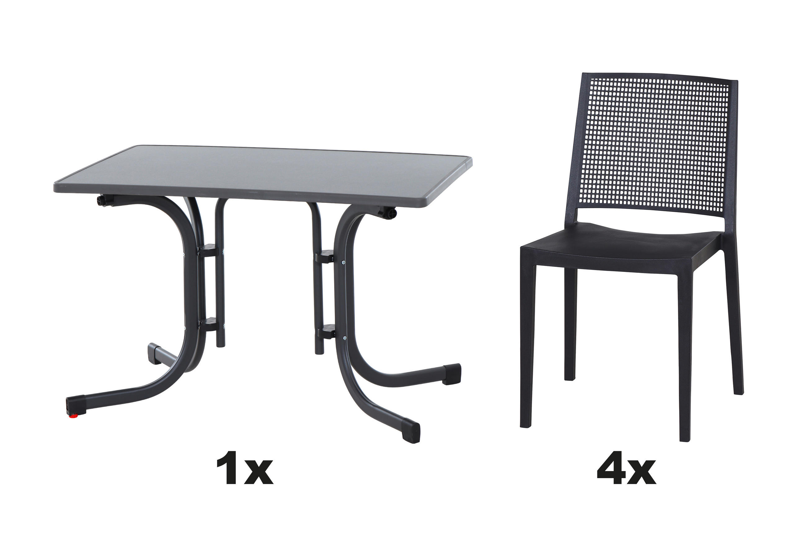 GARTENGARNITUR 3-teilig Stahl  - Anthrazit, Basics, Kunststoff/Metall (70/80/110cm) - Siena Garden