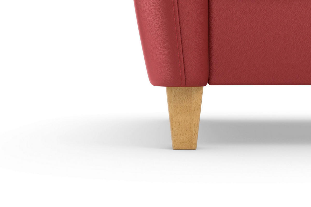 ROHOVÁ SEDAČKA, koža, červená - farba duba/červená, Basics, koža/drevo (212/236cm) - Sit & More