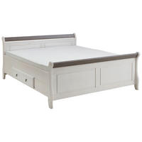 BETT 200/200 cm,  in Grau, Weiß, Bettschubladen,  - Weiß/Grau, ROMANTIK / LANDHAUS, Holz (200/200cm) - Boxxx