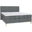 BOXSPRINGBETT 200/200 cm  in Dunkelgrau  - Eichefarben/Dunkelgrau, KONVENTIONELL, Holz/Textil (200/200cm) - Voleo