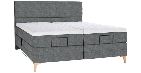 BOXSPRINGBETT 160/200 cm  in Dunkelgrau  - Eichefarben/Dunkelgrau, KONVENTIONELL, Holz/Textil (160/200cm) - Voleo