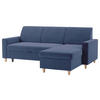 ECKSOFA NIKAS Blau Flachgewebe Bettkasten  - Blau/Buchefarben, Design, Holz/Textil (227/156cm) - MID.YOU