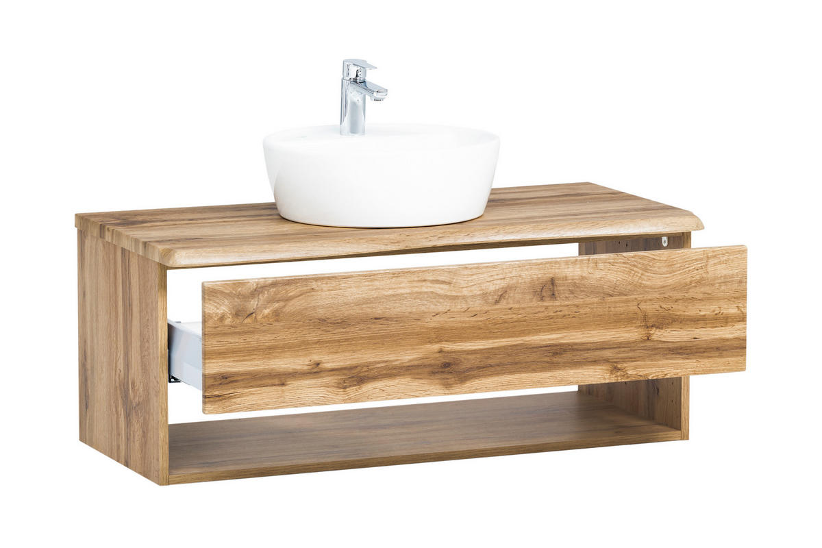WASCHTISCHKOMBI 101 cm  - Eiche Wotan/Weiß, Natur, Keramik/Holzwerkstoff (101cm) - Xora