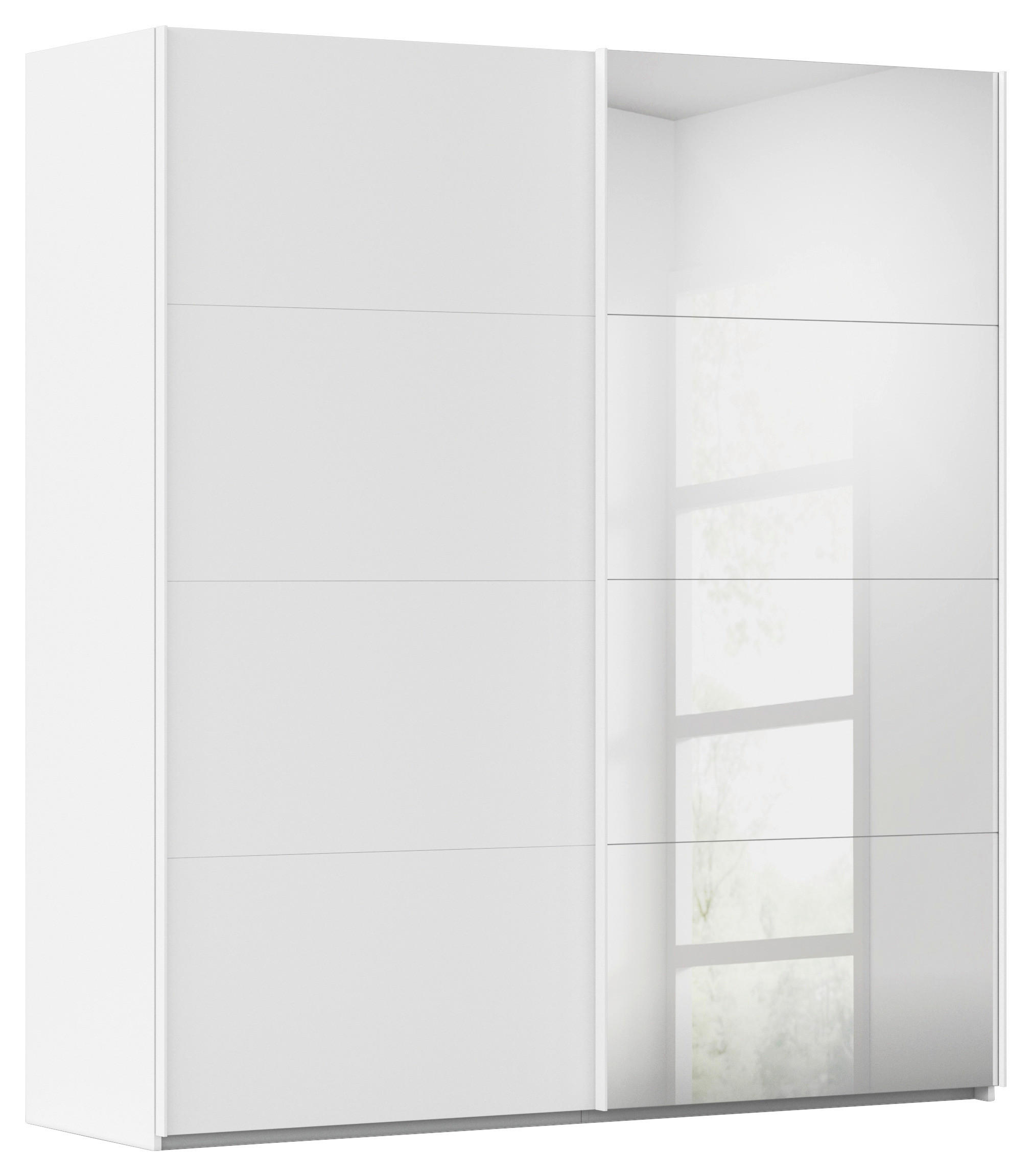 SCHWEBETÜRENSCHRANK 201/223/68 cm,  in Weiß, 2 Tür(en)  - Weiß, Design, Glas/Holzwerkstoff (201/223/68cm) - Novel