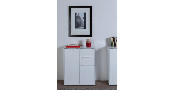 KOMMODE , 72/87/35,3 cm, 2 Schublade(n)  - Weiß Hochglanz/Schwarz, Design, Holzwerkstoff/Kunststoff (72/87/35,3cm) - Carryhome
