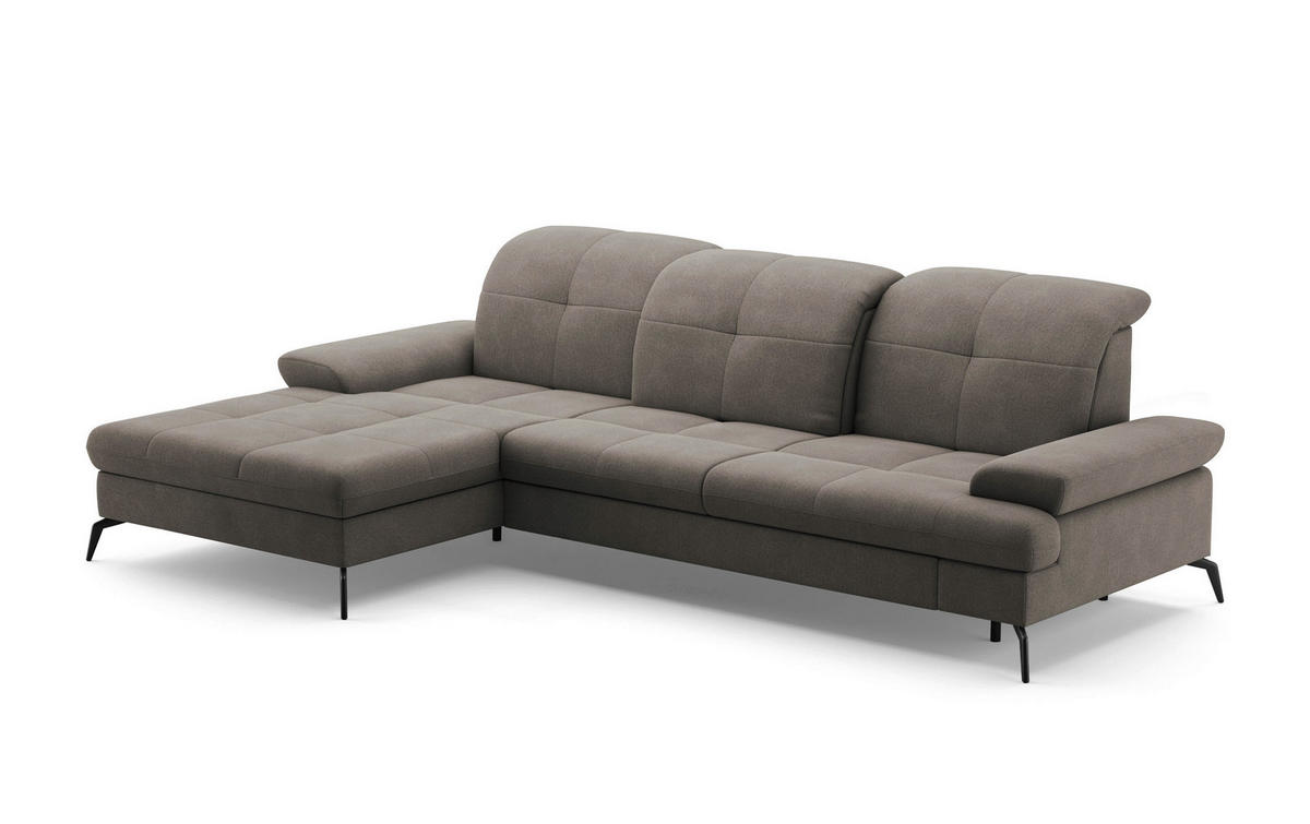 ECKSOFA in Flachgewebe Schlammfarben  - Schlammfarben/Schwarz, Konventionell, Textil/Metall (185/279cm) - Sit & More