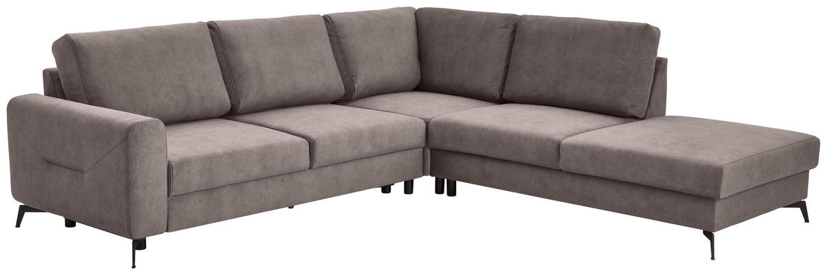 ECKSOFA in Chenille Greige  275/257 cm  - Greige/Schwarz, KONVENTIONELL, Textil/Metall (275/257cm) - MID.YOU
